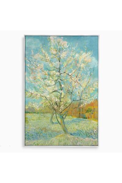 Luxcanva Tablou Canvas Copac Inflorit Primavara 50x70 cm cu Rama Argintiu Cul...