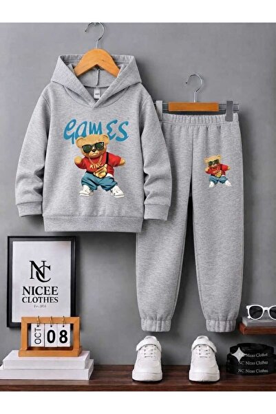 NC Nicee Clothes Παιδικό Σετ Φόρμας Unisex (με σχέδιο αρκούδας και στάμπα Gam...