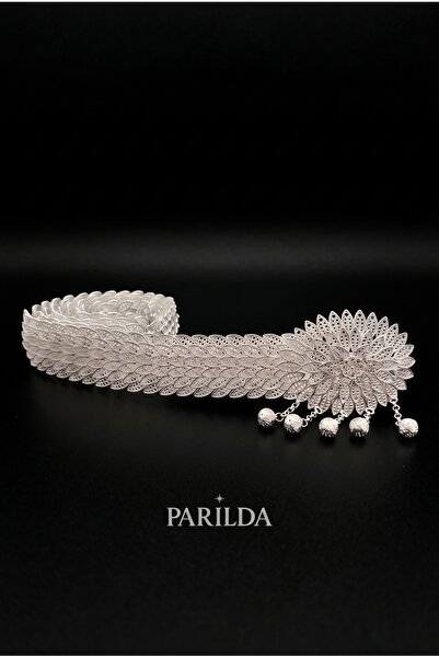 Parılda Ejderha Model – Gümüş Kaplama Kadın Kemer (Sallantılı/ Gümüş Çiçeği T...