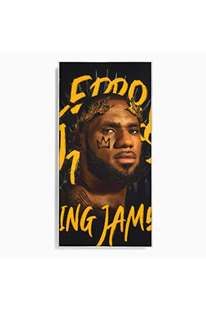 Luxcanva Tablou Canvas Lebron James 70x140 cm cu Rama Argintiu Culori Basketb...