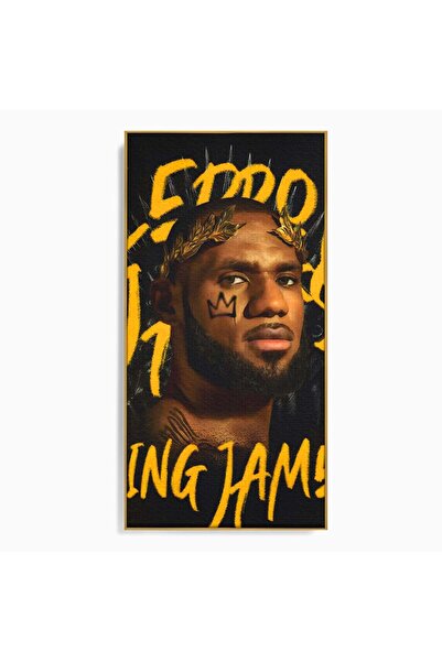 Luxcanva Tablou Canvas Lebron James 50x100 cm cu Rama Auriu Culori Basketball...