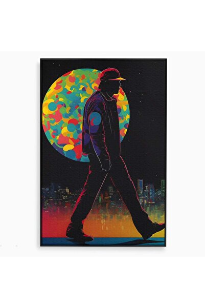 Luxcanva Tablou Canvas Walking Alone 40x60 cm cu Rama Negru Culori Walk City ...