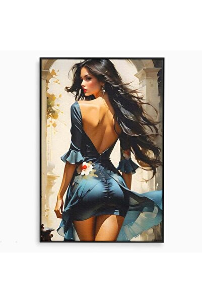 Luxcanva Tablou Canvas Povestea Unei Priviri 100x150 cm cu Rama Negru Romanti...