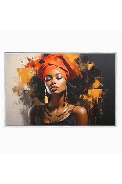 Luxcanva Tablou Canvas Gratia Unei Zeite 60x40 cm cu Rama Argintiu Turban Ros...