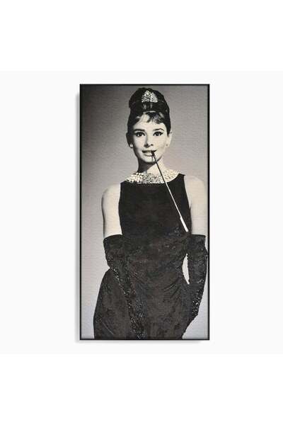 Luxcanva Tablou Canvas Beatiful Audrey Hepburn 70x140 cm cu Rama Negru Diva B...