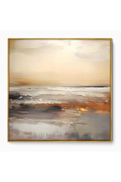 Luxcanva Tablou Canvas Valurile Marii 120x120 cm cu Rama Auriu Natura Primava...