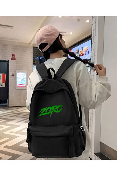 Minga London Black Zoro Green Printed School, Office, Course Backpack