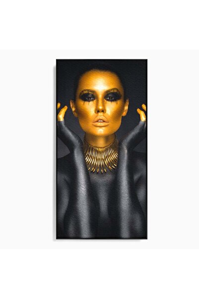 Luxcanva Tablou Canvas Wakanda Beauty 70x140 cm cu Rama Negru Gold Femeie Pri...