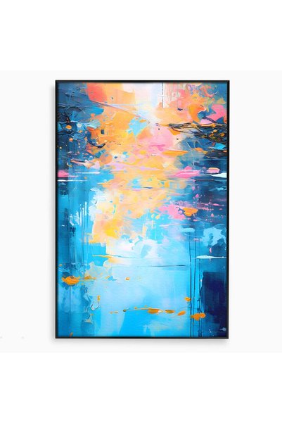 Luxcanva Tablou Canvas Pictura Colorata cm cu Rama Negru Culori Abstract Rela...