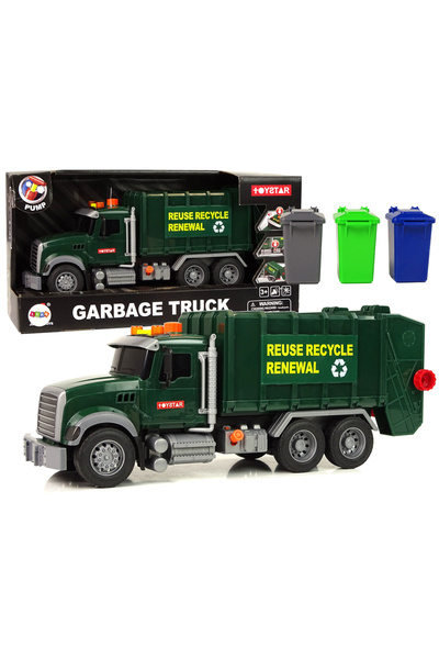 LEAN Mașină, Camion de gunoi, Coșuri, Verde închis, Sunete, Lumini