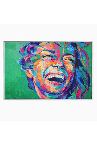 Luxcanva Tablou Canvas Zambet De Fericire 60x40 cm cu Rama Argintiu Fata Zamb...