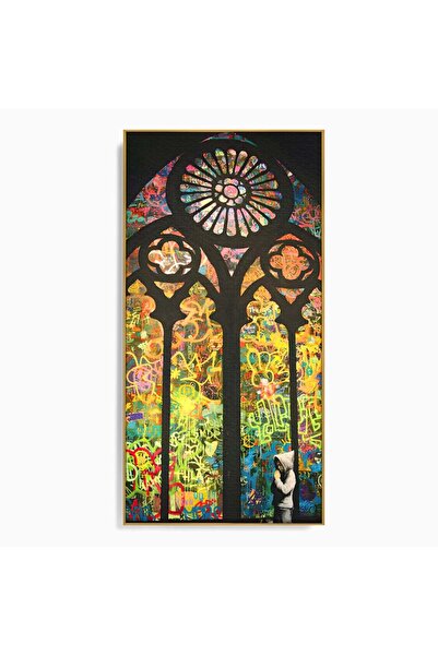 Luxcanva Tablou Canvas Believe 60x120 cm cu Rama Auriu Culori Pray God