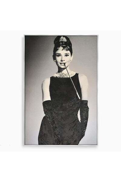 Luxcanva Tablou Canvas Beatiful Audrey Hepburn 80x120 cm cu Rama Argintiu Div...