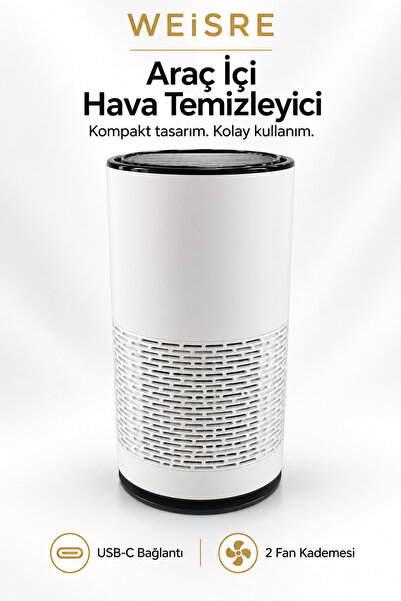 Weisre Araç İçi Mini Hava Temizleyici USB-C Bağlantılı, 2 Kademeli, Değiştiri...