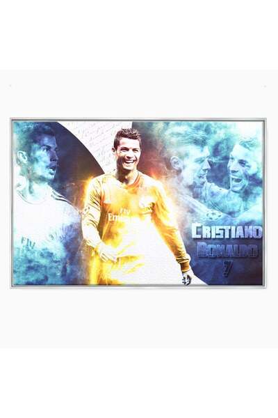 Luxcanva Tablou Canvas Cristiano Ronaldo 150x100 cm cu Rama Argintiu Culori F...