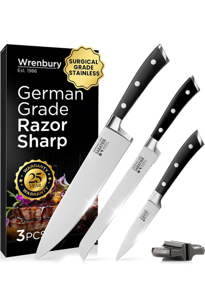 Wrenbury Комплект от 3 кухненски ножа Sabatier, стомана X50CrMoV15, дръжки с ...