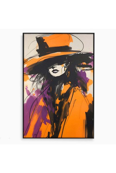 Luxcanva Tablou Canvas Classy Lady 80x120 cm cu Rama Negru Culori Fashion Beauty