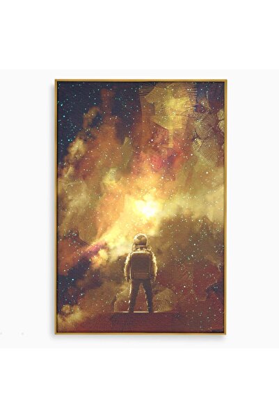 Luxcanva Tablou Canvas Astronaut In Varful Lumii 70x100 cm cu Rama Auriu Insp...