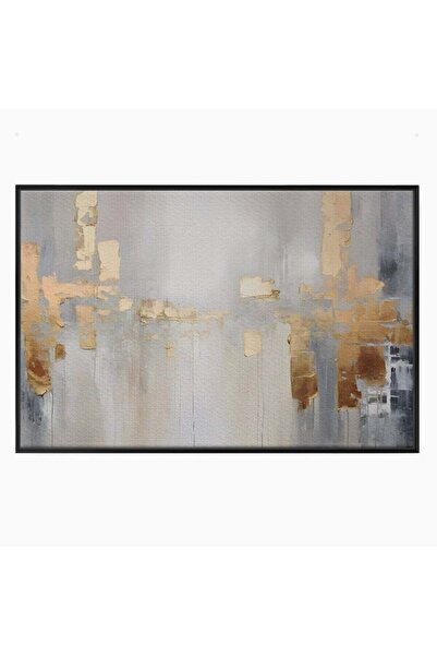 Luxcanva Tablou Canvas Gold And Grey 60x40 cm cu Rama Negru Room Decorativ Cr...