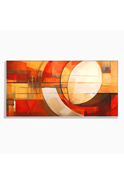 Luxcanva Tablou Canvas Pictura Forme Geometrice 100x50 cm cu Rama Argintiu Re...