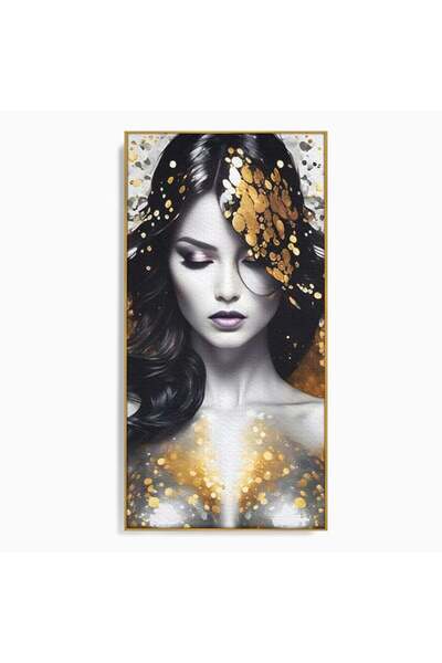 Luxcanva Tablou Canvas Un Chip de Inger 50x100 cm cu Rama Auriu Aur Timiditat...