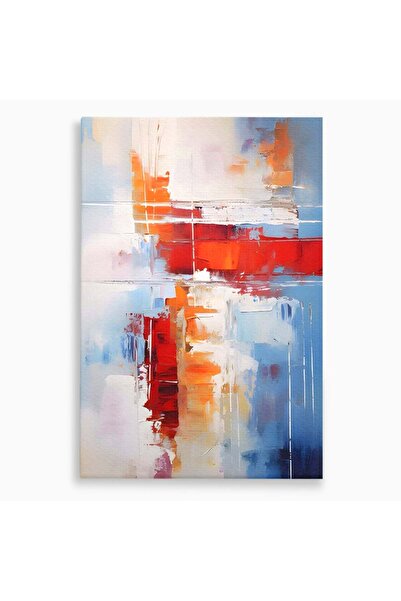Luxcanva Tablou pe pânză, pictură abstractă albastră și roșie, 70x100 cm, pe ...