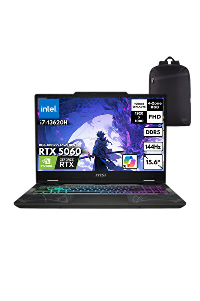 MSI CYBORG 15 i7-13620H 32GB 1TB RTX5060 GDDR7 15.6" FHD Win11 Home +S.Çantas...