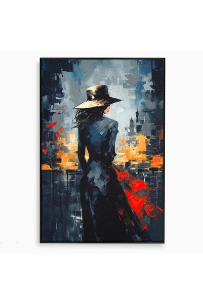 Luxcanva Tablou Canvas Privind spre Necunoscut 40x60 cm cu Rama Negru Oras Vi...