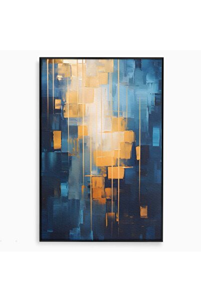 Luxcanva Tablou Canvas Gold And Blue Paint 40x60 cm cu Rama Negru Relaxare Li...