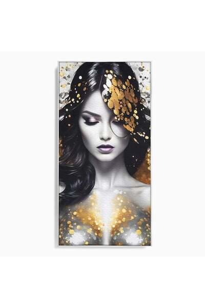 Luxcanva Tablou Canvas Un Chip de Inger 50x100 cm cu Rama Argintiu Aur Timidi...