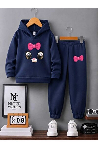 NC Nicee Clothes Children's Unisex Tracksuit Set (Cat Face Print Winter)