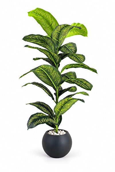 ERHAN FLOWERS Yapay Çiçek Difenbahya Tropik Sarı Şeritli 85 CM 23 Yapraklı Sa...