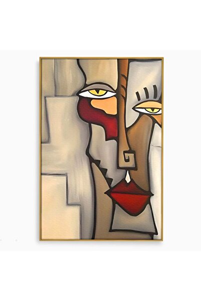 Luxcanva Tablou Canvas Portret Cubist Tom Fedro 70x100 cm cu Rama Auriu Relax...