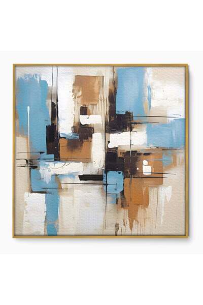 Luxcanva Tablou Canvas Pictura Abstracta 50x50 cm cu Rama Auriu Culori Decora...