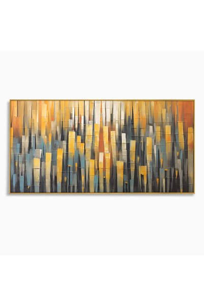 Luxcanva Tablou Canvas Colored Stripes 120x60 cm cu Rama Auriu Relaxare Livin...