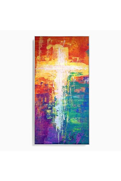 Luxcanva Tablou Canvas Lumina Divina in Culori 70x140 cm cu Rama Argintiu Lum...