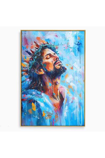 Luxcanva Tablou Canvas Coroana Sperantei 100x150 cm cu Rama Auriu Iisus Credi...
