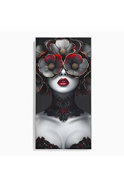 Luxcanva Tablou Canvas Senzualitate Gotica 70x140 cm cu Rama Argintiu Masca F...