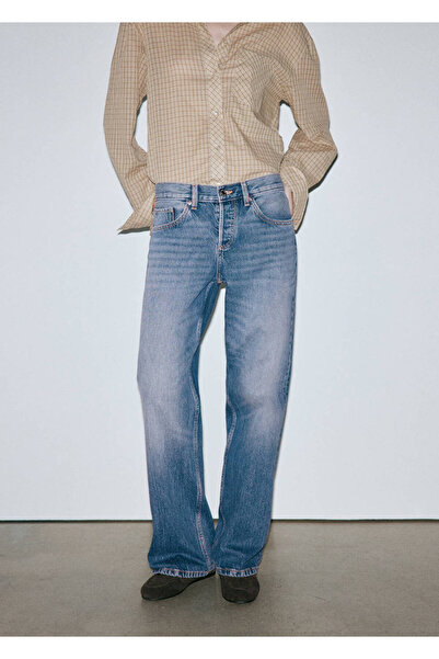 MANGO Woman Düz kesim düşük bel jean