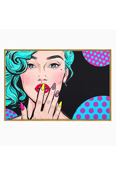 Luxcanva Tablou Canvas Femeia Iconica 100x70 cm cu Rama Auriu Femeia Iconica ...