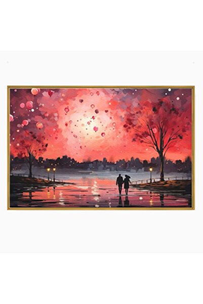 Luxcanva Tablou Canvas Plimbare Sub Cerul Inflacarat 150x100 cm cu Rama Auriu...