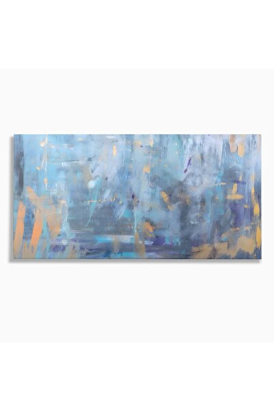 Luxcanva Tablou Canvas Blue Abstract Paint 70x140 cm pe Sasiu Lemn Relaxare L...