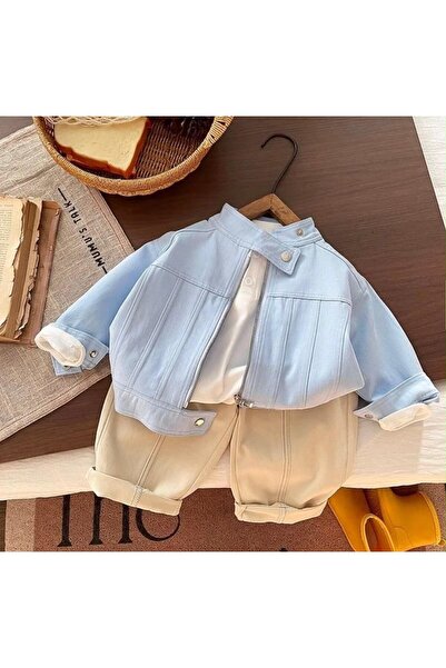 bohemiankids baby wear Mavi Gabardin Ceket ve Pantolon Takım
