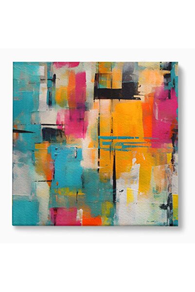 Luxcanva Tablou Canvas Abstract Colorscape Paint 70x70 cm pe Sasiu Lemn Culor...