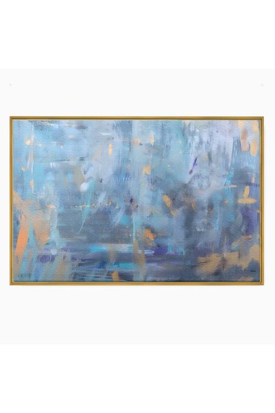Luxcanva Tablou pe pânză, abstract, albastru, 50x70 cm, cu ramă aurie, Relaxa...