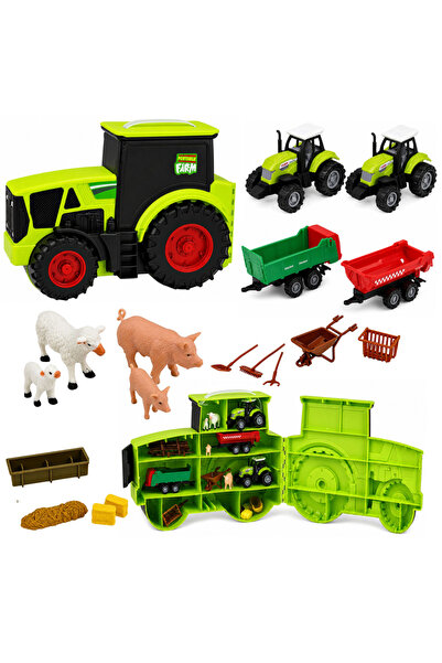 LEAN Set Fermă cu Tractor, Vehicule Agricole, Animale, Figurine, Accesorii, 2...