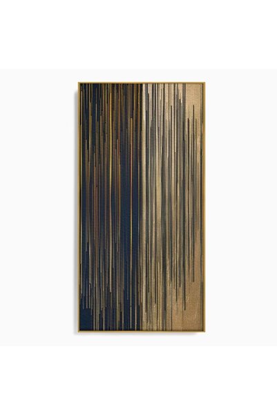 Luxcanva Tablou pe pânză cu dungi aurii și negre 60x120 cm cu ramă aurie Rela...