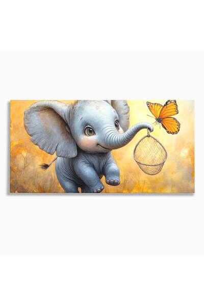 Luxcanva Tablou Canvas Fluturasul si Elefantelul 120x60 cm pe Sasiu Lemn Flut...
