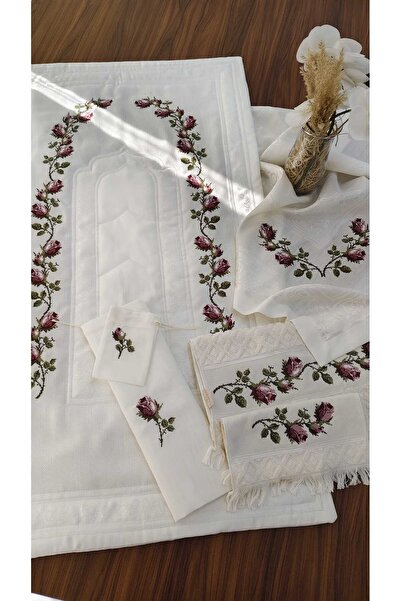 ASPEK HOME GELİN BOHÇASI SECCADE TAKIMI ( ROSE ETAMİN İŞLEMELİ (makineişi) 6 ...