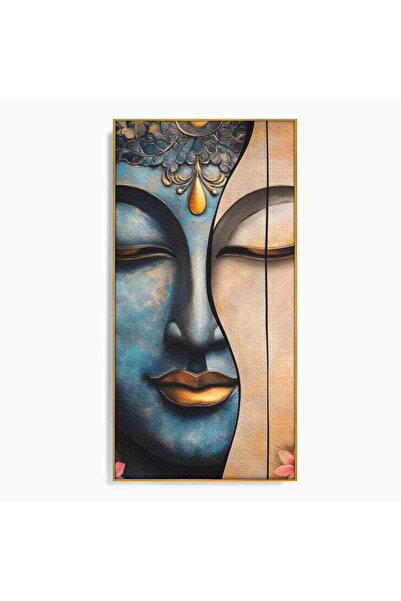Luxcanva Tablou Canvas Esenta Dubla 50x100 cm cu Rama Auriu Zen Armonie Eleganta
